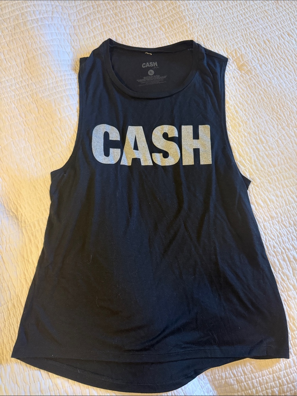 Ash Black Tank with Metallic Silver CASH Print